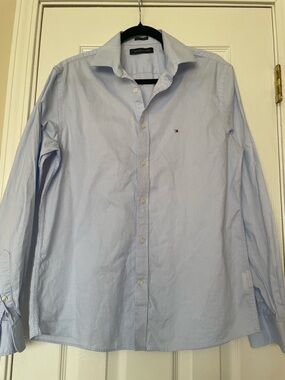 Tommy Hilfiger light Blue slim fit stretch Long Sleeve Dress Shirt M
